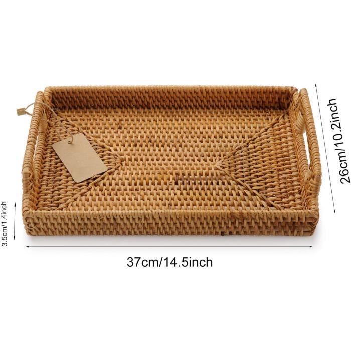 Lot De 2 Plateaux En Osier Rectangulaires - Naturel, Neufs