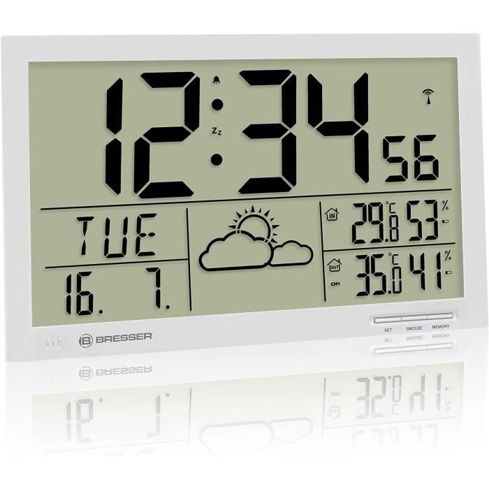 Horloge murale météo Jumbo LCD