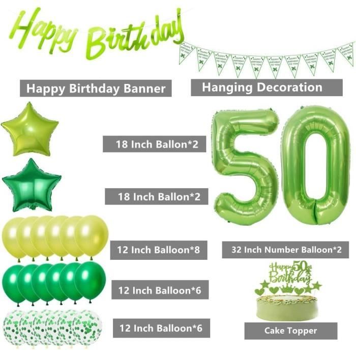 Kit Décoration Fête Vert - 26 Pièces : Pompons Papier, Guirlandes, Ballons | Pour Anniversaire, Mariage, Garden Party