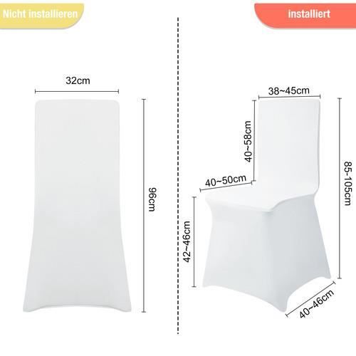 Lot De 50 Housses De Chaise Extensibles Blanches - Polyester 150g/m² - Pour Mariage, Banquet, événement (H: 85-110cm, L: 46cm) - 6