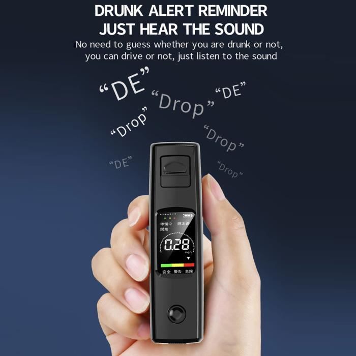 Ethylotest électronique Homologué - Alcootest Portable écran LCD + 5 Embouts Jetables