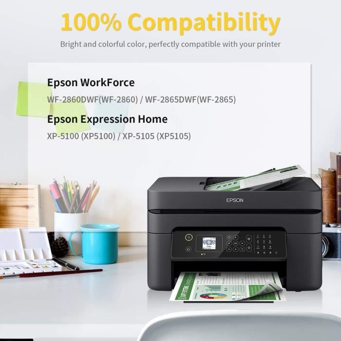 HL4win 502XL Cartouche Compatible avec Epson 502 502XL Cartouches d'encre,  pour Workforce WF-2860 WF-2860DWF WF-2865 WF 2860 WF-2880 WF-2885