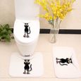 Abattant Wc,Housse de siège de toilette avec motif de chat amusant, housse de toilette en tissu de flanelle, tapis de - Type set #C-2