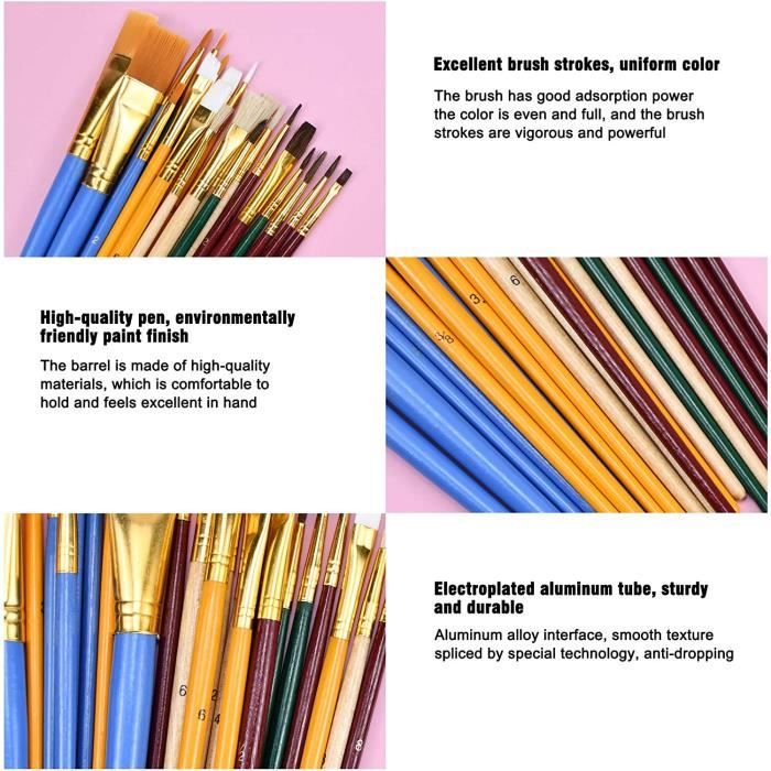 Set De 3 Pinceaux Texture Pour Peinture Acrylique, Huile, Aquarelle - Poils Nylon/Laine - Pour Débutants Et Loisirs Créatifs - 7