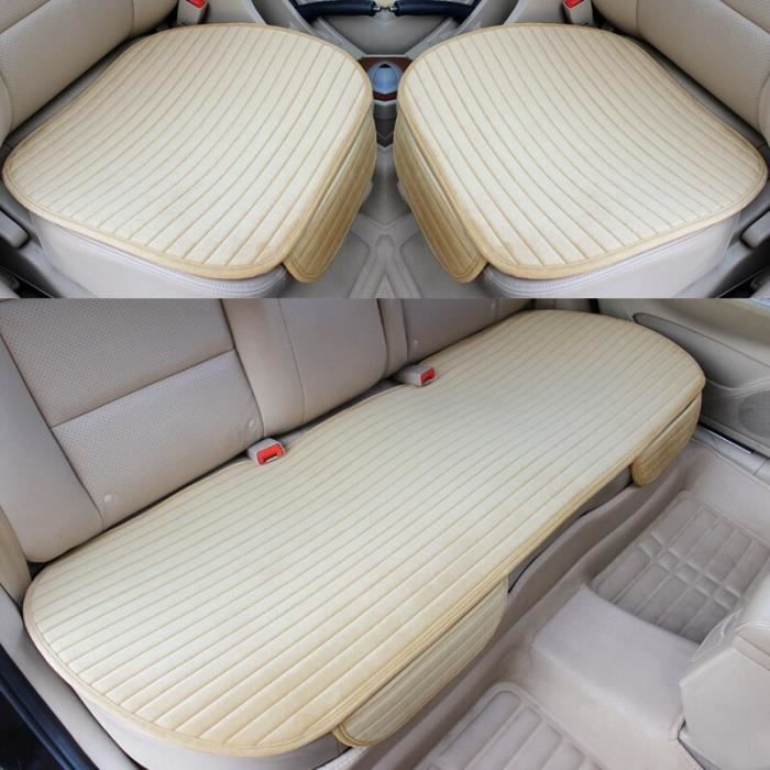 Housse de siège de voiture chaude, pour avant, arrière ou ensemble complet,  protection de chaise floqu 3 pcs beige - Cdiscount Auto