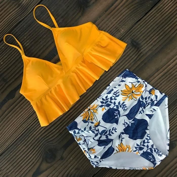 Haut de maillot de bain triangle - Bleu fleurie Freya Maillots