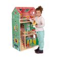 Maison de poupées en bois Happy Day JANOD - Pour enfants dès 3 ans - 3 étages - 12 pièces de mobilier-3