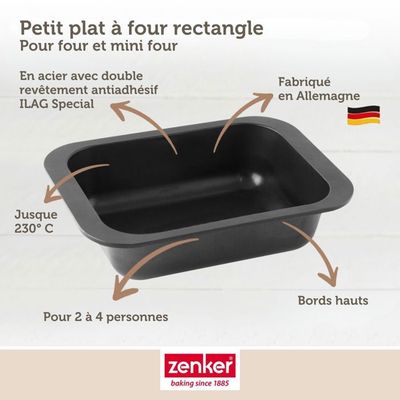 2 Plats à Four Rectangulaires Zenker - Revêtement Antiadhésif - Idéal Gratins Et Rôtis - Noir