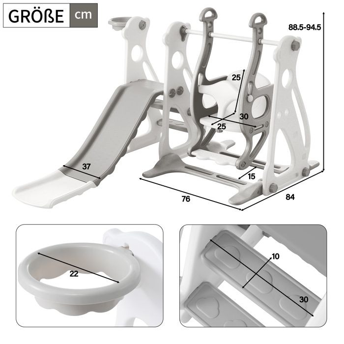 Toboggan Enfant Avec Panier Basket YOLEO - Intérieur/Extérieur - Jusqu'à 25kg