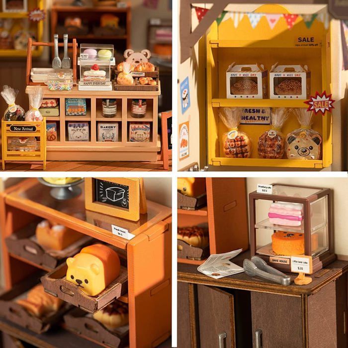 ROWOOD – Maison De Poupée Tipsy Restaurant – Kit DIY Miniature En Bois – Réplique De Bistro Classique – Assemblage Par Encastrement – Éclairage LED Inclus – Cadeau Unique Pour Noël