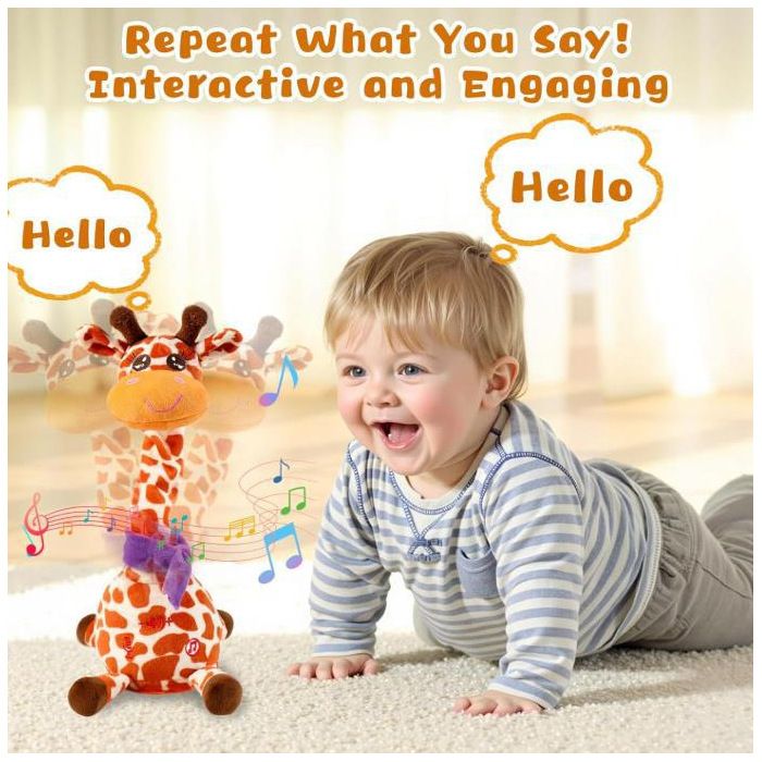 Girafe Musicale Dansante Et Chantante – Jouet Interactif Avec Enregistrement, Lumière LED Et 120 Chansons, Cadeau Fille Garçon Rechargeable