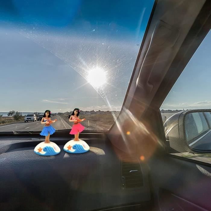Duroecsain Figurine Solaire Dansante Danseuse Hawaienne Voiture Qui Bouge Bobble Heads pour Bord Figurine Hawaïenne Voiture Décoration De Voiture Solaire