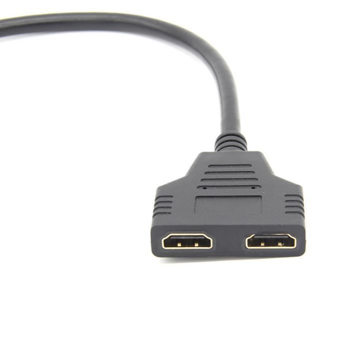 Adaptateur 2 ports Cable HDMI pour Television JVC TV Console Gold