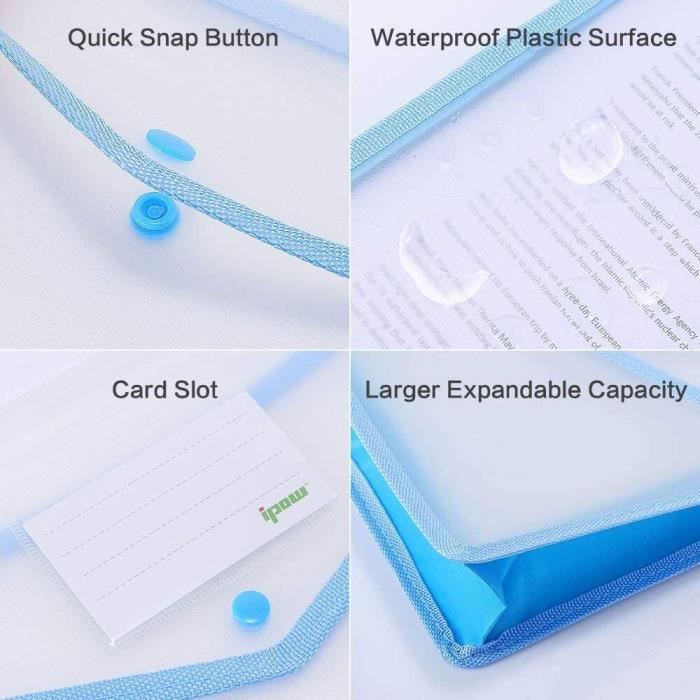 Pochette plastique transparente rectangulaire à élastique ou à bouton  pression 24 x 3Pour le livre de BCD - Tohy