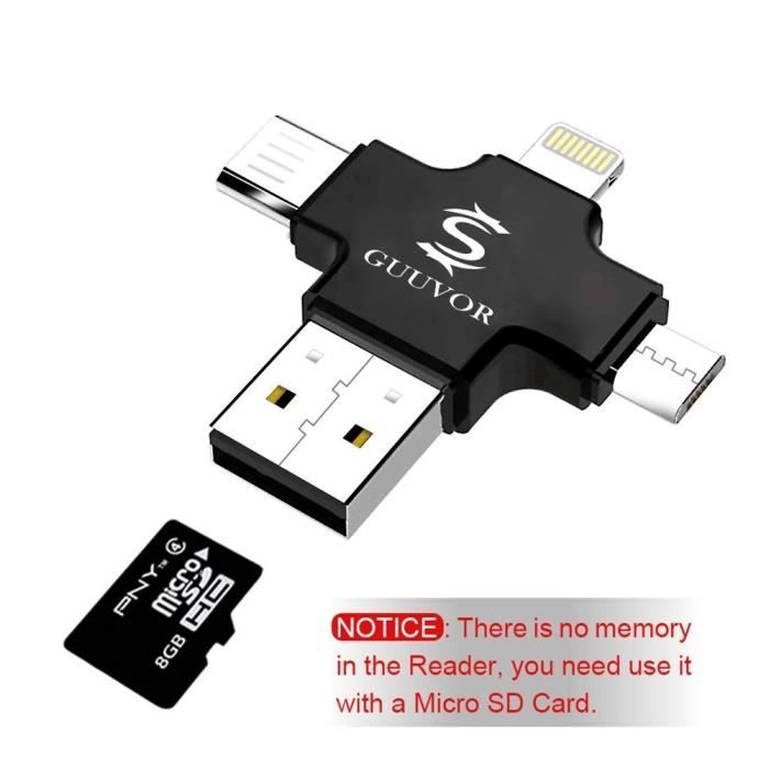 Sughug Lecteur Carte SD pour i-Phone, Connecteur Lightning vers Lecteur de  Carte SD/TF/USB, Adaptateur de Carte SD 3 en 1 Mémoire Externes pour i-Pad