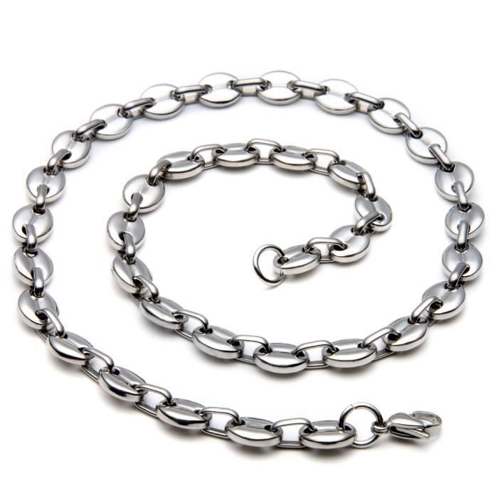 Parure pour Homme - Grain de café ( 11mm ) - Couleur Argenté main image 0