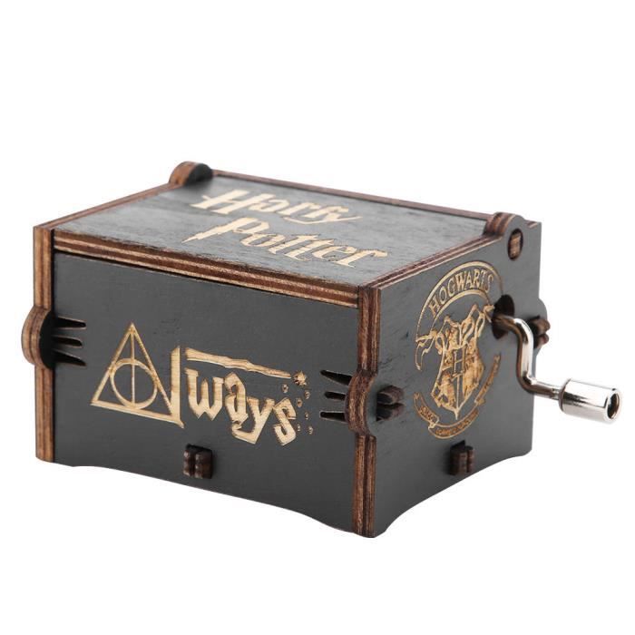 CEN Boîte à musique à manivelle en bois mécanique Noir Harry Potter