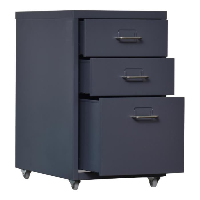 335919 Armoire de classement à roulettes en métal, anthracite, 28 x 41