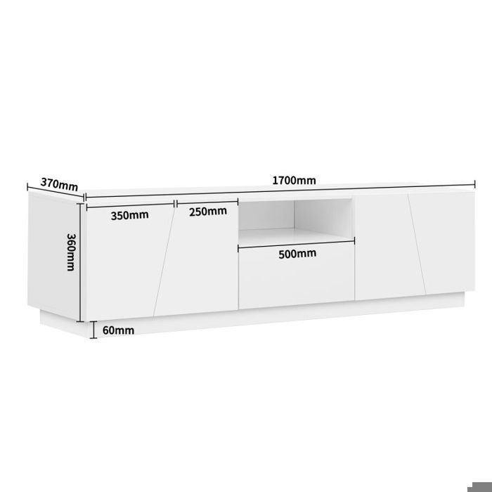 Meuble TV Extensible 120 à 170 Cm - Blanc Et Noir, 4 Tiroirs Et 3 étagères - Design Moderne Pour Salon - Meuble Télé Avec Rangement - 9