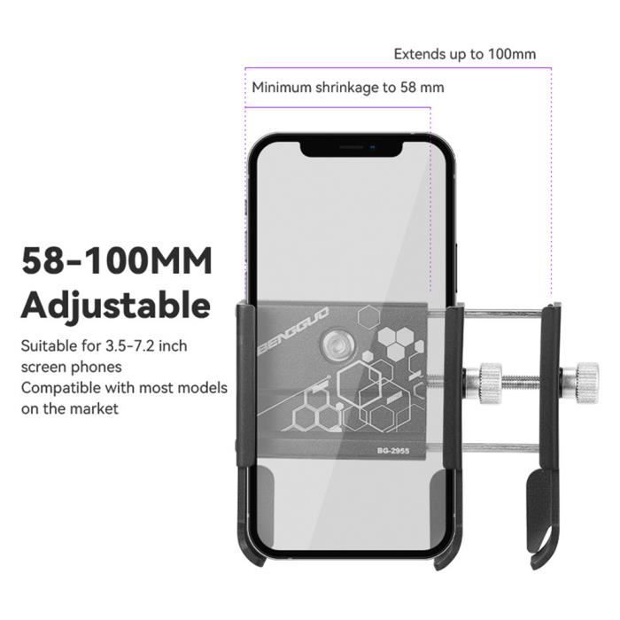 SUPPORT TELEPHONE 4,7'' COMPLET POUR RAIL DE FIXATION