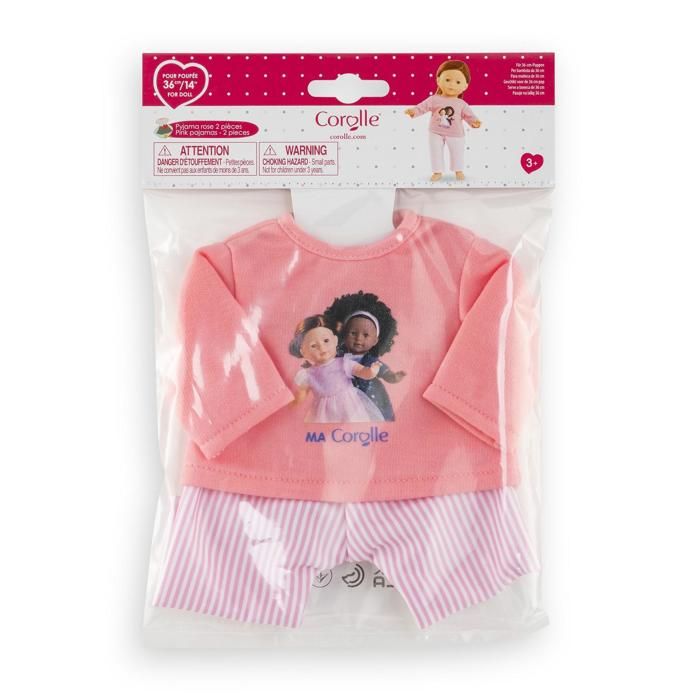 Accessoire poupée Corolle Pyjama rose et bonnet pour poupon 30 cm
