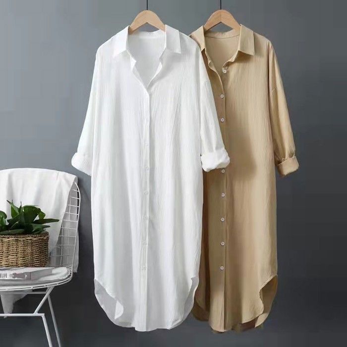Chemise Blanche Robe Chemise Ample Femme Robe Ample Chemise Mi