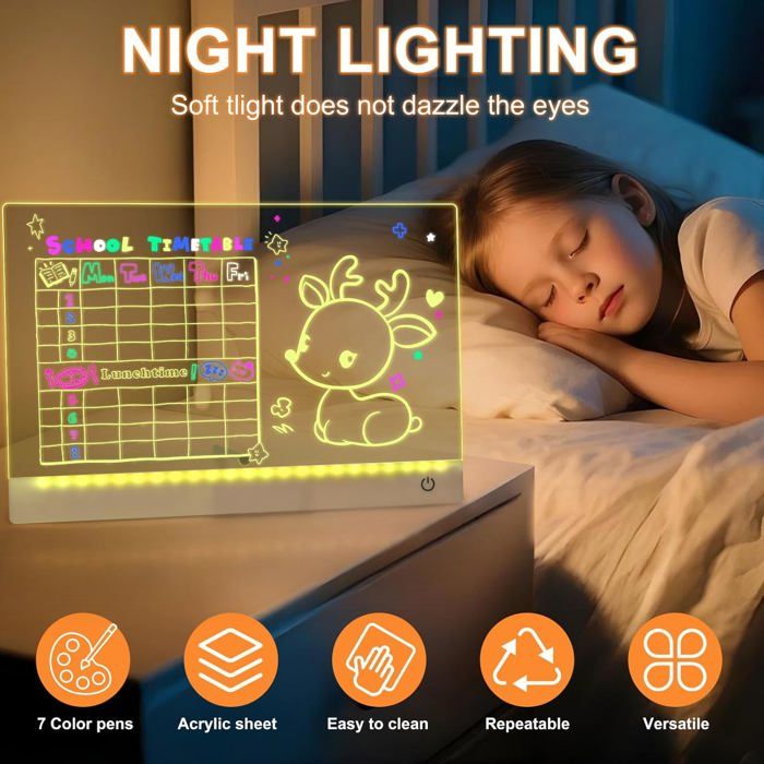 Tablette lumineuse dessin, tableau acrylique LED avec câble USB Tablette lumineuse dessin, tableau acrylique LED avec câble USB