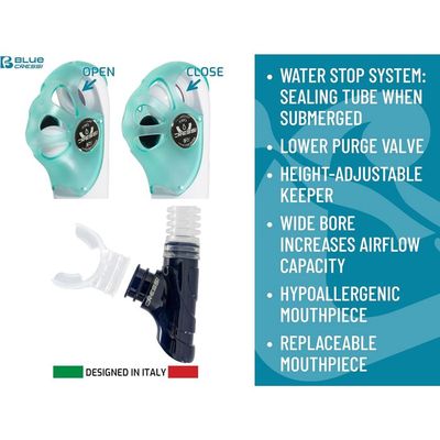CRESSI Horizon+Scilla – Ensemble Masque 4 Verres Trempés Et Tuba Sec – Snorkeling Et Plongée, Transparent/Bleu Marine