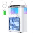 Climatiseur portable avec batterie rechargeable, 3 vitesses, 3 modes de pulvérisation, réservoir d'eau de 600 ml pour la maison