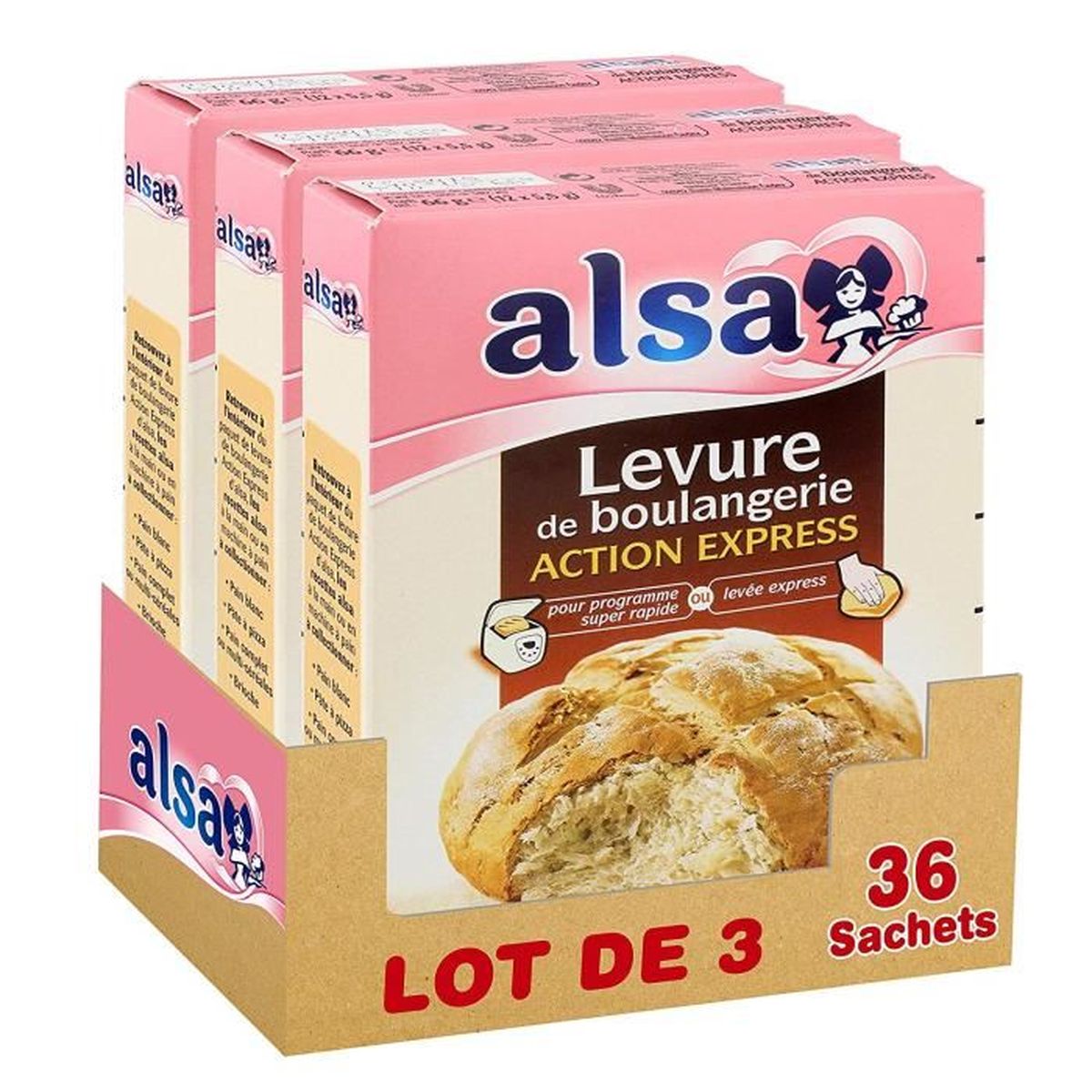 Alsa Levure De Boulangerie Action Express 36 Sachets Lot De 3x12 Sachets Cdiscount Au Quotidien