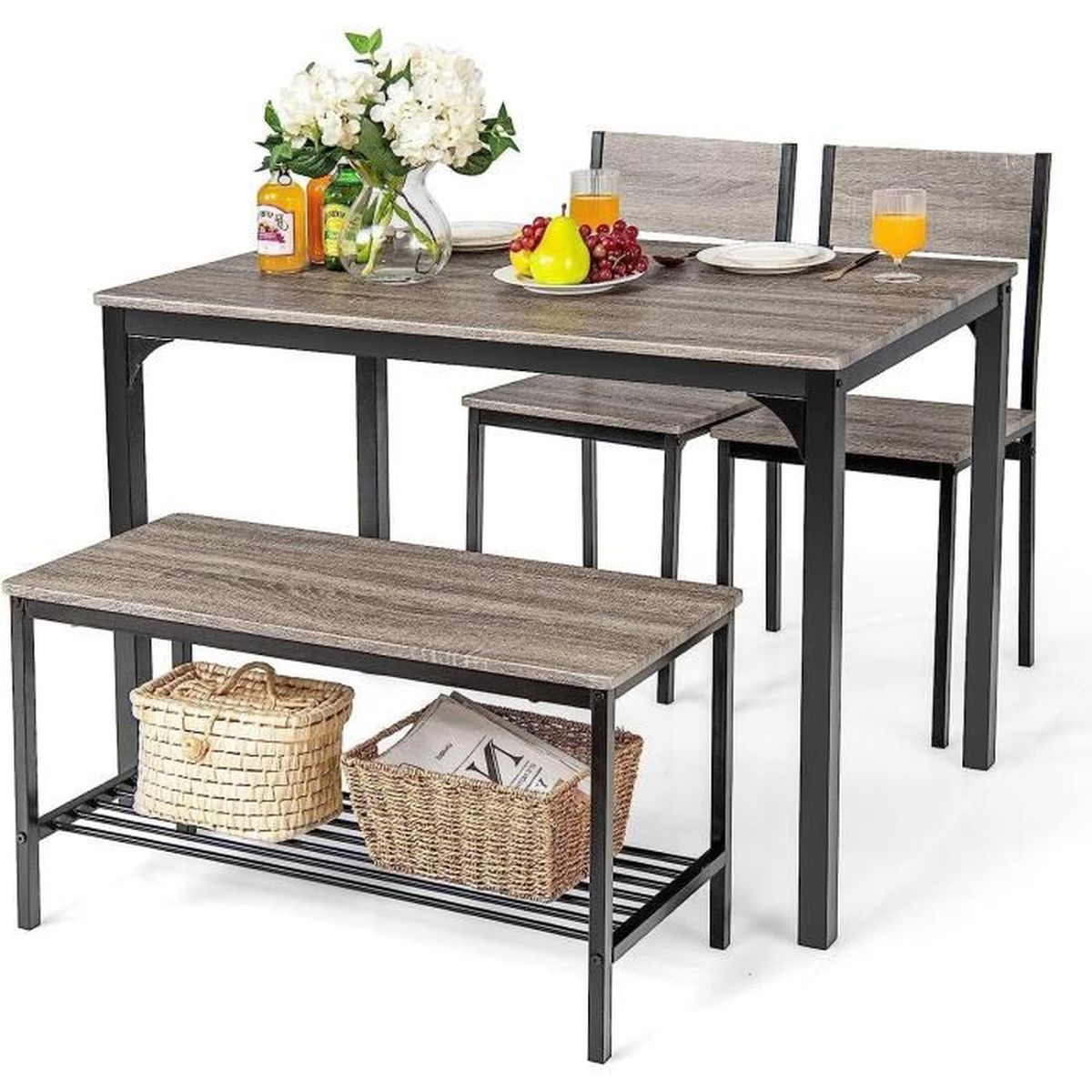 Table Salle à Manger Avec 2 Rallonges + 4 Chaises En Bois – Lot à Venir Chercher