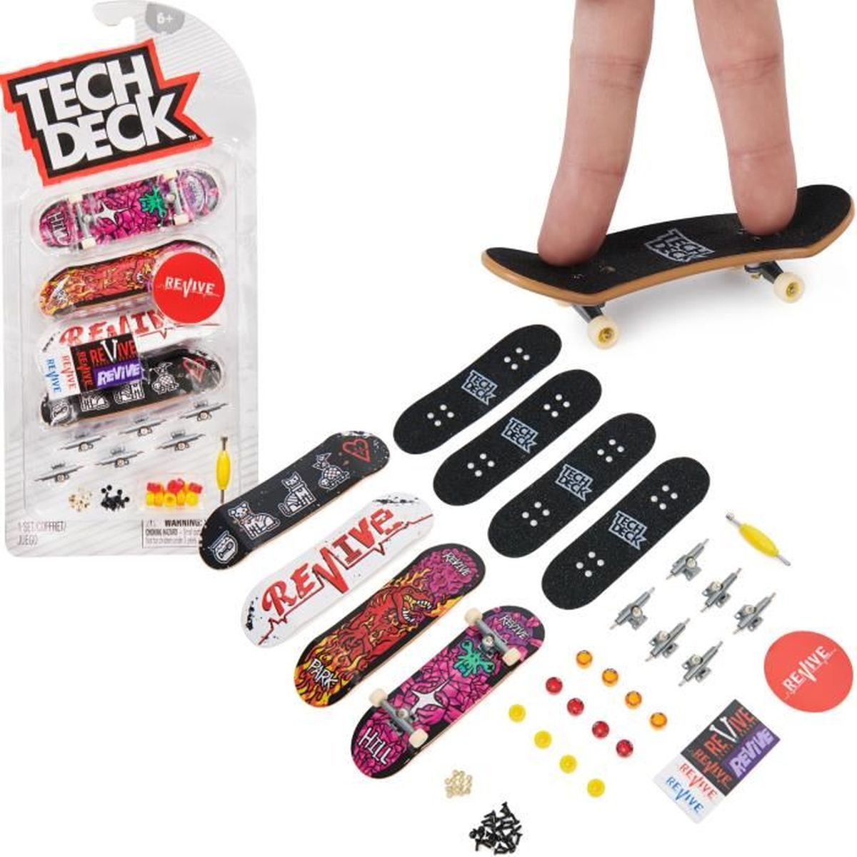 Tech Deck set de 4 planches à roulettes Revive fingerboard à assembler + accessoires
