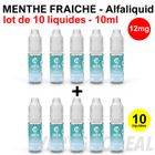 Eliquid Menthe Fraiche 11mg lot de 10 liquides ALFALIQUID