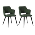 MEUBLES COSY Lot de 2 fauteuils de salle à manger scandinaves avec accoudoirs en tissu vert - AKANJI