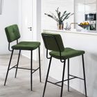 MEUBLES COSY Lot de 2 Tabourets de Bar Scandinave Tissu Vert,Chaises Haute avec Dossier et Repose-Pied,Hauteur d'assise 74 cm