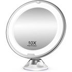 YOUNGDO LED Miroir de Maquillage Grossissant 10x avec Lumières, Ajustable à 360° Miroir Cosmétique Ecran Tactile pour Salle de Bain, Voyage