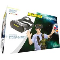 Heromask Casque VR Enfant + Jeux Educatif Apprendre L'Anglais, L'Espagnol, LAllemand [ Cadeau Original ]. Jouet Fille et Garc
