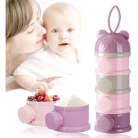 Distributeur de poudre de lait pour bébé - Boîte doseuse empilable 4 couches - Violet