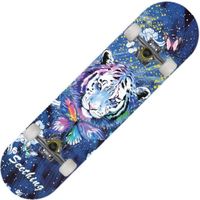 Skateboard pour enfants adultes 31 pouces - Tigre coloré - Mixte - 150 kg - Occasionnel