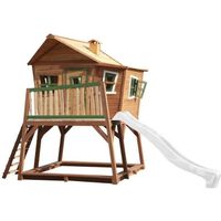 Axi - Max Maison Enfant avec Bac à Sable & Toboggan Blanc | Aire de Jeux pour l'extérieur en marron & vert | Maisonnette