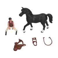 Drfeify Figurine de cheval Cheval Rodeo Figurine Enfants Enfant Simulé Ferme Cheval Cavalier Modèle Jouet Cadeau D'anniversaire