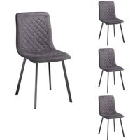 Lot de 4 chaises - IDIMEX - TREVISO - Revêtement en tissu - Structure en métal noir - Coloris gris