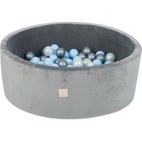 Piscine à Balles pour Bébé MISIOO - Velvet - 200 Balles - Gris clair - Blau Blanches Argentées