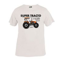 T-shirt enfant humour imprimé "SUPER TRACTO" - Tee shirt blanc thème agricole motif tracteur - de 3 à 12 ans