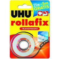 Ruban adhésif avec dévidoir UHU Rollafix transparent 25m+5m