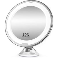 Grossissant Miroir Maquillage 10x avec Lumières LED, Ajustable à 360° Miroir Cosmétique Ecran Tactile pour Salle de Bain, Voyage