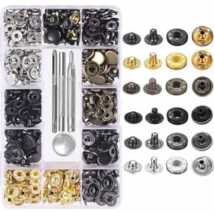 Kit 140 Pièces Boutons Pression Métal Hossom - Pour Rivetage Cuir Et Tissu