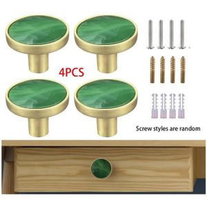 Lot De 8 Boutons De Tiroir En Céramique Uxcell - Vintage Cercle Or Et Vert - Avec Vis