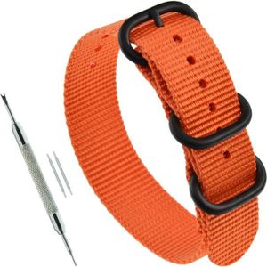 MONTRE Bracelets De Montres Nylon Strap 3 Boucles - Marque - Modèle - Orange - Adulte - Classique - Homme