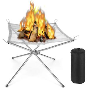 BRASERO - ACCESSOIRE Brasero Portable pour Extérieur Grille Barbecue Chauffage Pliable Foyer de Camping Acier Inoxydable Fosse à Feu avec Support P [286]